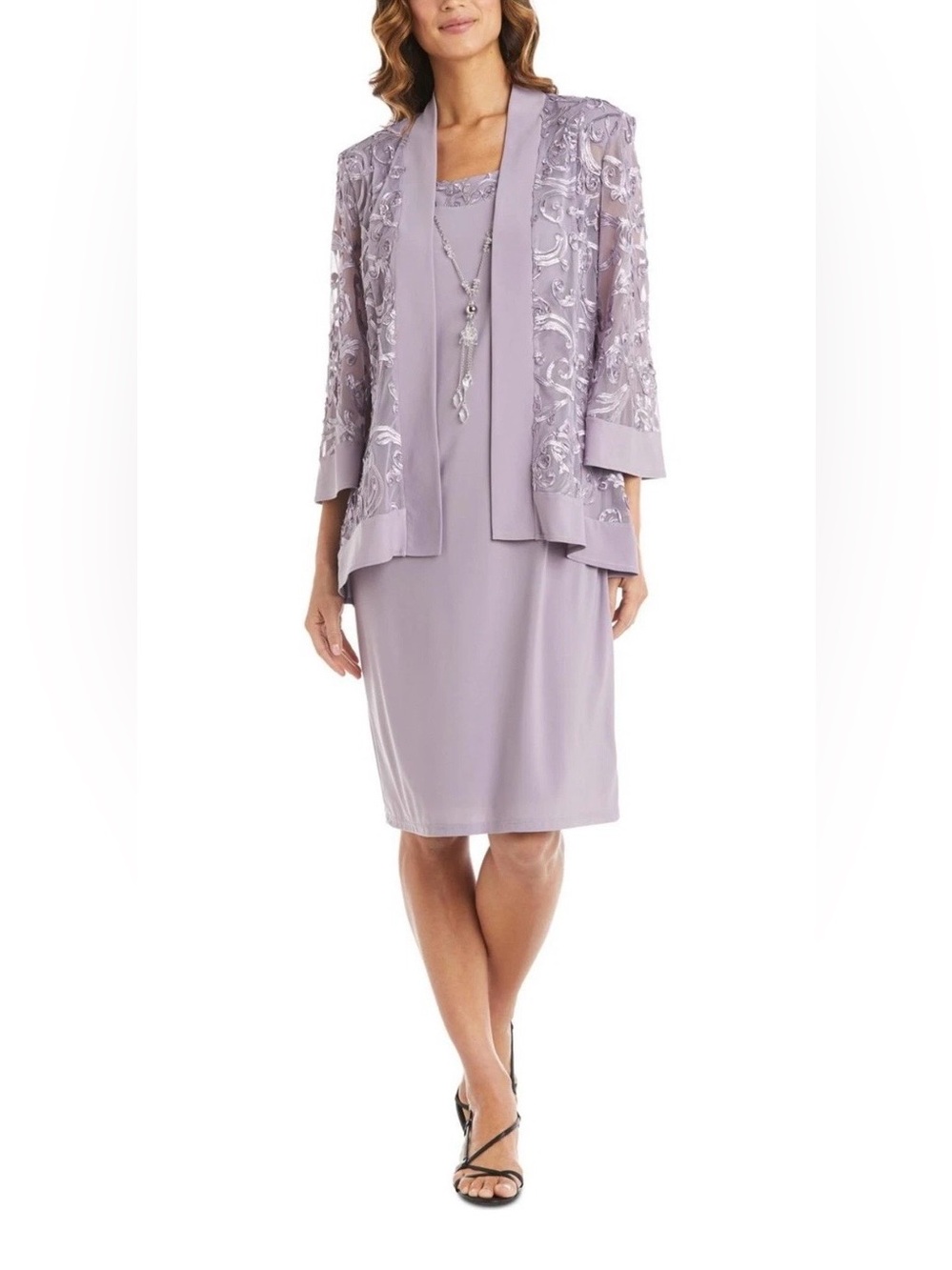 R & M Richard’s 2- piece Soutache Dress & Jacket With Built In Necklace